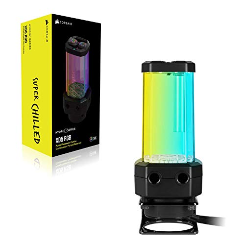 Corsair Hydro X Series XD5 RGB Bomba de bombeo/depósito - D5 PWM - Depósito de 330 ml - Diez LEDs RGB direccionables individualmente, sensor de temperatura, color negro