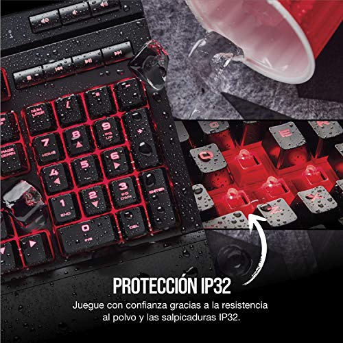 Corsair K68 LED Vermelho Teclado Gaming Mecânico (Cherry MX Vermelho Teclas: Linear e Rápido, Backlighting LED Vermelho, IP32 Resistente ao Pó e ao Derrame) Layout Português, Preto