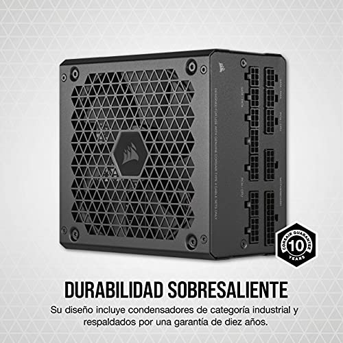 Corsair RM850 2021, RM Series, 850 Watts 80 Plus Gold Fuente de Alimentación ATX Totalmente Modular, Conectores Triples EPS12V, Poco Ruido, Modo de Zero RPM, Condensadores de 105 °C, Negro