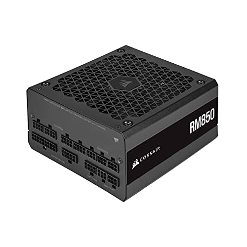 Corsair RM850 2021, RM Series, 850 Watts 80 Plus Gold Fuente de Alimentación ATX Totalmente Modular, Conectores Triples EPS12V, Poco Ruido, Modo de Zero RPM, Condensadores de 105 °C, Negro