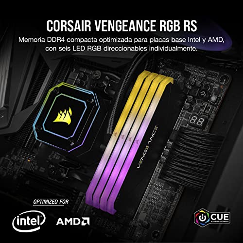 Corsair Vengeance RGB RS 32GB (4x8GB) DDR4 3600MHz C18 Memoria de Sobremesa (Iluminación Dinámica RGB, Tiempos de Respuesta Reducidos, Compatible con AMD TRX40, Intel & AMD 300/400/500 Series) Negro