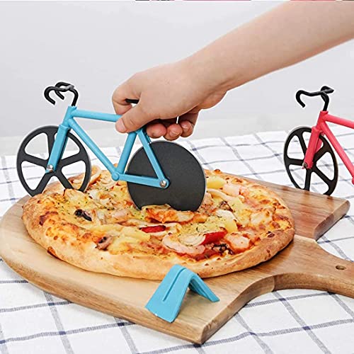 Cortador de Pizza para Bicicleta, Cortador de Pizza, Doble Revestimiento Antiadherente, para Fiestas, etc. (Azul)