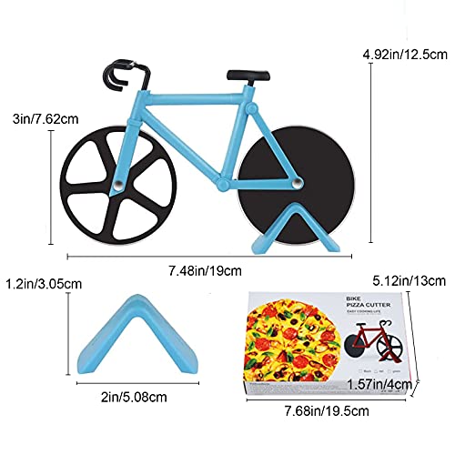 Cortador de Pizza para Bicicleta, Cortador de Pizza, Doble Revestimiento Antiadherente, para Fiestas, etc. (Azul)