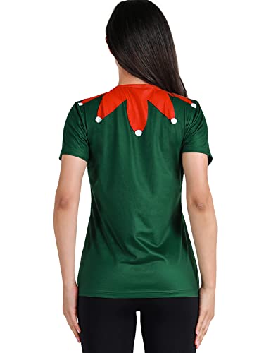 COSAVOROCK Disfraz de Elfo Mujer Camiseta de Navidad Verde XL