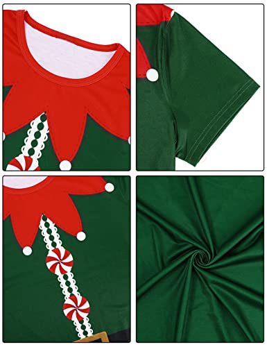 COSAVOROCK Disfraz de Elfo Mujer Camiseta de Navidad Verde XL
