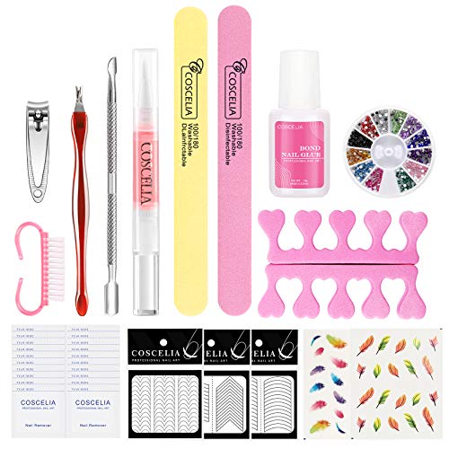 COSCELIA 12pcs Kit de Unas de Gel para Uñas Soak off 8ML Lamparas 24W U-V/LED para Uñas de Gel Base Coat Top Coat Accesorio de Mancura Pedicura Kit