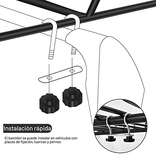 COSTWAY Portaequipajes de Coche Vehículo Metal Universal Portaequipajes Techo de Automóvil para Transporte Color Negro