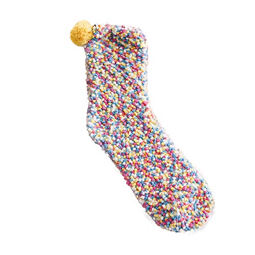 COZOCO Calcetines De Algodón De Las Mujeres Gruesa Antideslizante Coral Polar Alfombra De Color Caramelo En El Tubo Dormir Calcetines (2-Púrpura)