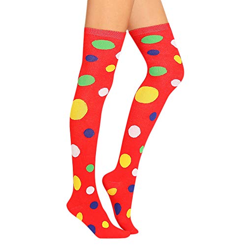 COZOCO Puntos Femeninos De Color Muslos Sexy Por Encima De La Rodilla Calcetines Medias De Punto De Color (una talla, rojo)