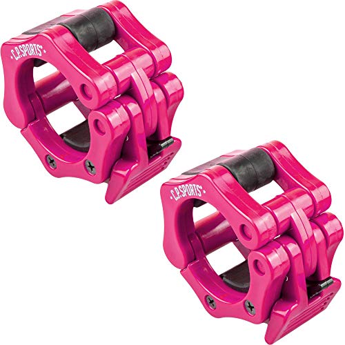 C.P. Sports - Cierre rápido para mancuernas, 50 mm, práctico cierre con una sola mano para un entrenamiento seguro y cambio rápido de discos, pinza de plástico resistente, color rosa