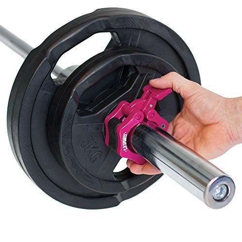 C.P. Sports - Cierre rápido para mancuernas, 50 mm, práctico cierre con una sola mano para un entrenamiento seguro y cambio rápido de discos, pinza de plástico resistente, color rosa