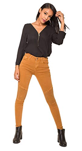 Crazy Age Biker - Pantalones vaqueros para mujer, color negro mostaza 38