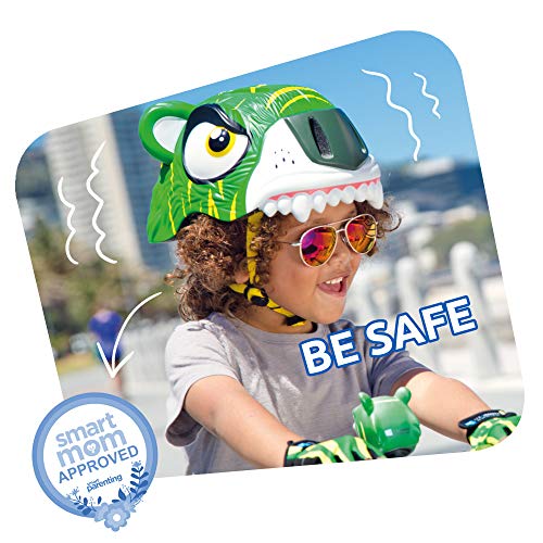 Crazy Safety Casco de Bici para niños | Casco de Bici para niños y niñas pequeños, niños y niñas patinetes eléctricos, triciclos, Skateboarding y bicis | Casco Ciclismo Animales niño (Green Tiger)