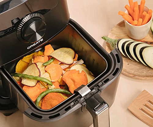 CREATE FRYER AIR PRO Freidora sin Aceite, Cocina sin Aceite, 8 Programas Preinstalados, 3,5 l, 1500W, Cesta Antiadherente, Temperatura Cocción 80-200°, Apagado automático, Programable (Negro)