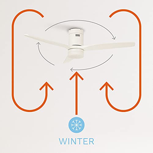 CREATE IKOHS WINDCALM DC STYLANCE WHITE - Ventilador de Techo con Luz, Silencioso, 3 Aspas, Mando a Distancia, 132 cm de Diámetro, 6 Velocidades,Temporizador, Aspas de Madera, Motor DC, 40W (Blanco)