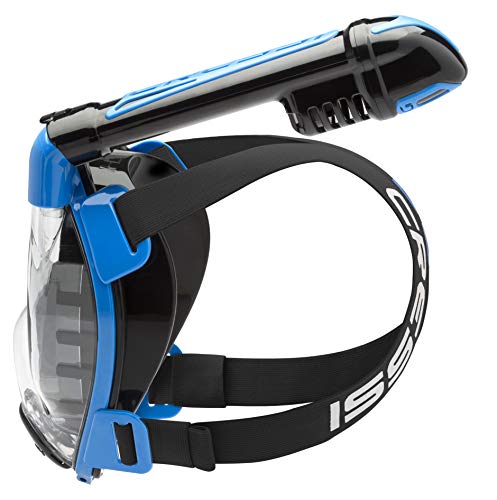 Cressi Duke Dry Full Face Mask Mascara de Buceo Snorkel Seca Cara Completa, Unisex Adulto, Negro/Azul, M/L