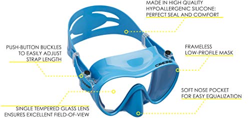 Cressi F1 Mask Máscara Monocristal Tecnología Frameless, Unisex, Azul, L