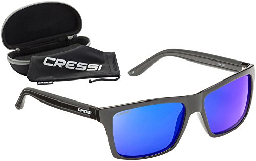 Cressi Rio Sunglasses Gafas de Sol Deportivo Polarizados, Unisex Adultos, Negro/Azul, Talla única