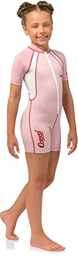 Cressi Shorty Kid Monoshort Infantil en Neopreno de 1.5/2mm, Unisex niños, Mangas Cortas-Rosa/Blanco, L (4 Años)