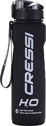 Cressi Water Bottle H20 Frosted Botella Térmica, Negro, 600 ML