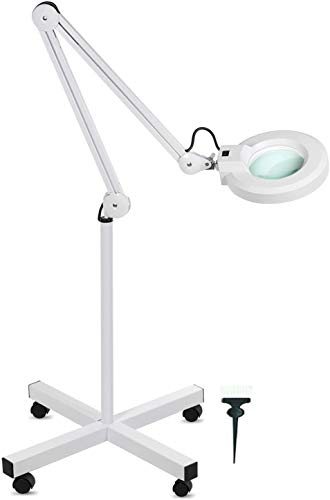 Crisnails® Lámpara de Manicura UV/LED Lupa con Soporte Laminado para Uso Móvil (Lupa con Pie LED) + Paletina pincel para tintes