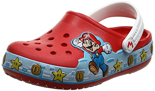 Crocs Fun Lab Super Mario Lights Clog Unisex Niños Zoccoli, Rojo (Flame), 29/30 EU