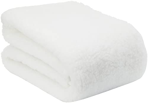 CRS Fur Fabrics Material de tela de piel de oveja de forro polar Sherpa de piel sintética, color blanco, 1 m, 150 cm x 100 cm