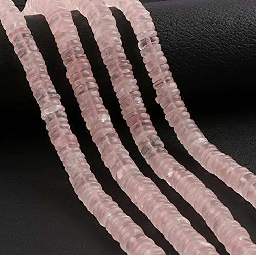 Crystallay 5-6 MM de Piedras Preciosas de Cuarzo Rosa Natural, Cuentas Sueltas de Forma de llanta Lisa Heishi para Hacer Joyas, 1 hebra de 16" Juego de Cuentas de Bricolaje