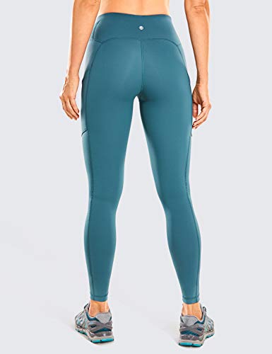 CRZ YOGA Mujer Leggings de Compresión de Cintura Alta con Bolsillos Hugged Feeling -71cm Azul de Gasolina 38