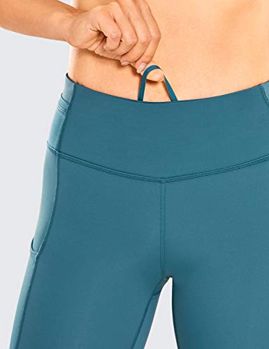 CRZ YOGA Mujer Leggings de Compresión de Cintura Alta con Bolsillos Hugged Feeling -71cm Azul de Gasolina 38