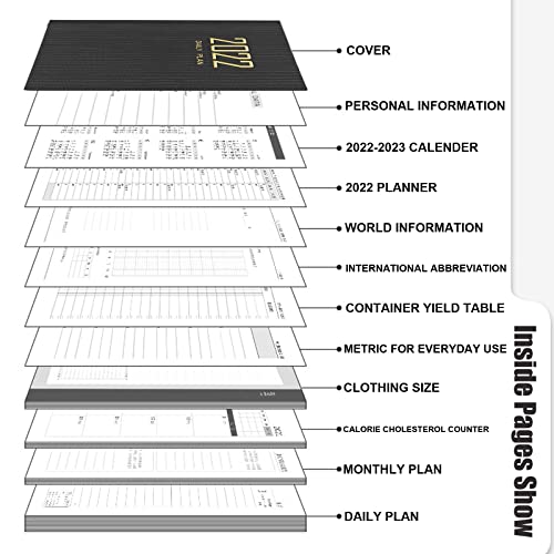 Cuaderno A5, Diario Escolar 2022,Agenda iNeego 2022 Diaria Semanal Mensual,Cuaderno de calendario con horario,Tapa blanda,200 páginas