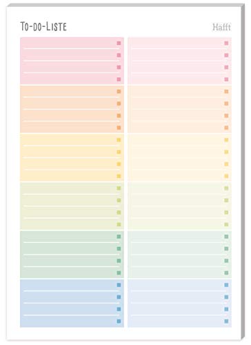 Cuaderno de listas de cosas por hacer A5 [arcoíris de Trendstuff by Häfft | 50 páginas, incluye bloc de notas en la parte posterior – climáticamente neutro y sostenible.