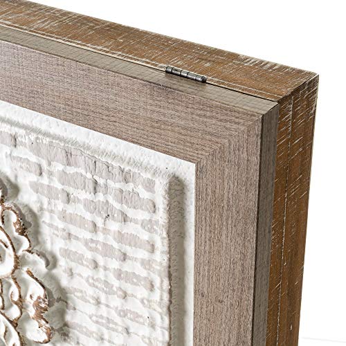 Cuadro cubrecontador Blanco y Natural con Mandala para Cajas eléctricas de 46x31 cm - LOLAhome