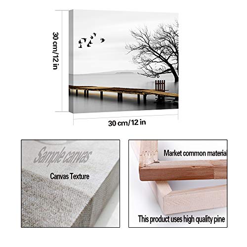Cuadro en Lienzo en Aves Volando por el Lago Pinturas murales Decoración Impresiones de Lienzo Paisaje de Invierno para para Sala de Estar Cocina Dormitorio Aniversario 30x30cm 3er