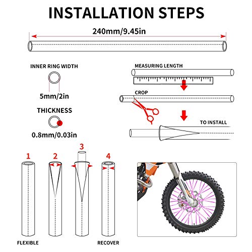 Cubierta de Radios, PSLER® Envolturas de Radios de Llanta, 72 Piezas Universal Motocross de Llanta Off Road Motocicleta Skins Wraps Kit Púrpura