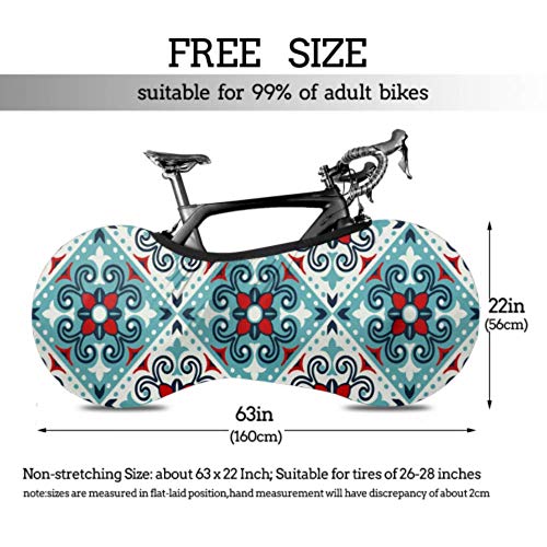 Cubierta de rueda de bicicleta Cerámica mexicana Talavera Azulejo portugués Azulejo Antipolvo Bicicleta Bolsa de almacenamiento interior A prueba de arañazos, lavable Neumático de alta elasticidad P