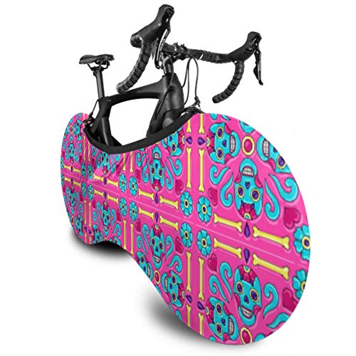 Cubierta de rueda de bicicleta Day Dead Mexican Talavera Azulejo de cerámica Vector Antipolvo Bicicleta Bolsa de almacenamiento interior A prueba de rasguños, lavable Pack de neumáticos de alta elast