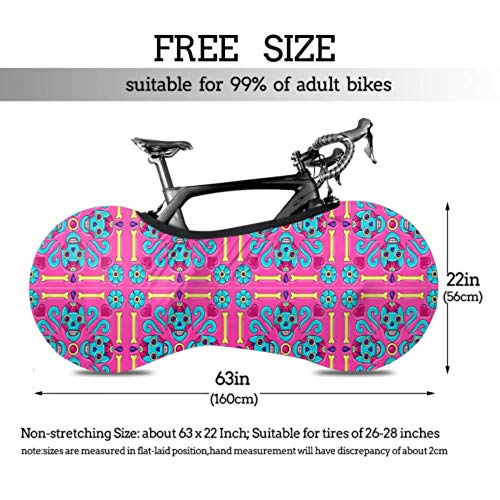 Cubierta de rueda de bicicleta Day Dead Mexican Talavera Azulejo de cerámica Vector Antipolvo Bicicleta Bolsa de almacenamiento interior A prueba de rasguños, lavable Pack de neumáticos de alta elast