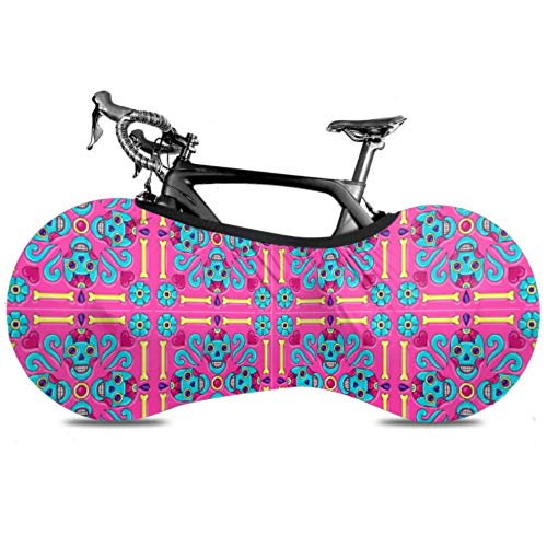 Cubierta de rueda de bicicleta Day Dead Mexican Talavera Azulejo de cerámica Vector Antipolvo Bicicleta Bolsa de almacenamiento interior A prueba de rasguños, lavable Pack de neumáticos de alta elast