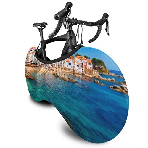 Cubierta de rueda de bicicleta Sea Landscape Calella De Palafrugell Catalonia Anti-dust Bike Bolsa de almacenamiento interior a prueba de arañazos, lavable Paquete de neumáticos de alta elasticidad