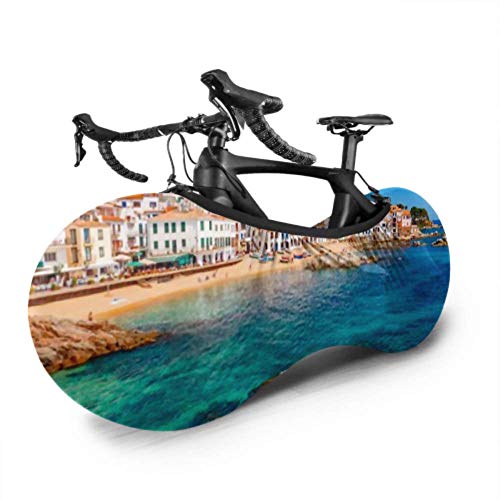 Cubierta de rueda de bicicleta Sea Landscape Calella De Palafrugell Catalonia Anti-dust Bike Bolsa de almacenamiento interior a prueba de arañazos, lavable Paquete de neumáticos de alta elasticidad