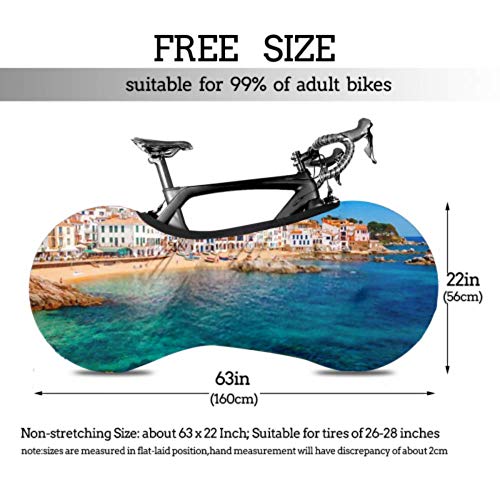 Cubierta de rueda de bicicleta Sea Landscape Calella De Palafrugell Catalonia Anti-dust Bike Bolsa de almacenamiento interior a prueba de arañazos, lavable Paquete de neumáticos de alta elasticidad