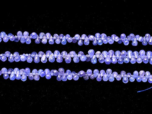 Cuentas de lágrima facetadas de 7x5 mm-6x8 mm de piedras preciosas de tanzanita AAA + | Hebra de 5 pulgadas | Cuentas de gota facetadas de piedras preciosas semipreciosas de tanzanita natural