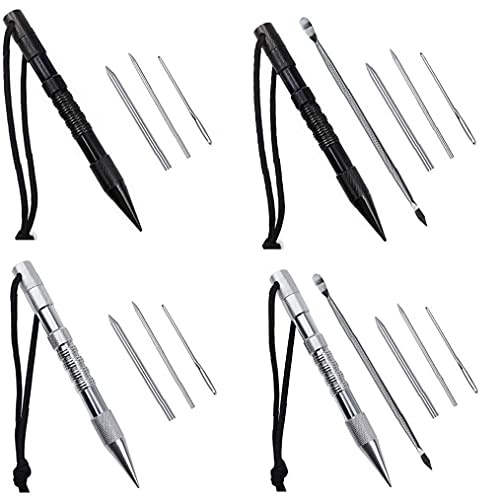 Cuerda de la Aguja Que Teje Conjunto de Costura Kit de Aluminio Marlin de Spike Conjunto de Trabajo de Cuero Negro 4PCS