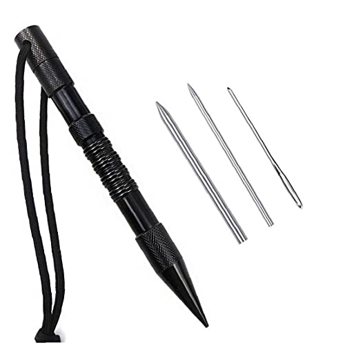 Cuerda de la Aguja Que Teje Conjunto de Costura Kit de Aluminio Marlin de Spike Conjunto de Trabajo de Cuero Negro 4PCS