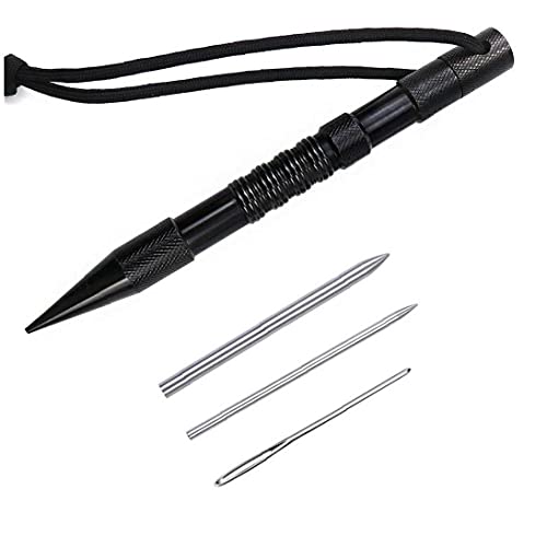 Cuerda de la Aguja Que Teje Conjunto de Costura Kit de Aluminio Marlin de Spike Conjunto de Trabajo de Cuero Negro 4PCS