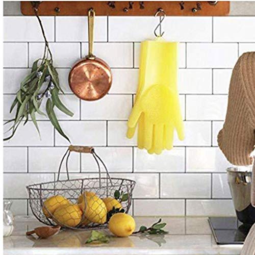 CULER Los guantes de cocina para lavar platos esponja de limpieza reutilizable a prueba de calor guantes mágicos Guantes de silicona del depurador