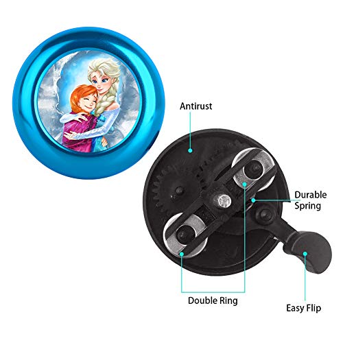 cuwana Timbre de bicicleta de aluminio congelado Elsa Princesa Minnie Stitch de dibujos animados lindo Timbre de bicicleta con sonido claro para adultos niños niñas y mujeres