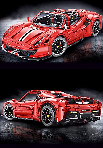 Cxcdxd Technic Sport Car Sets para Ferrari 488, 3608Pcs Juegos de construcción Autos Deportivos modificados a Escala 1: 8 niños Mayores 7 años, Juego coleccionables Adultos Compatible con Lego