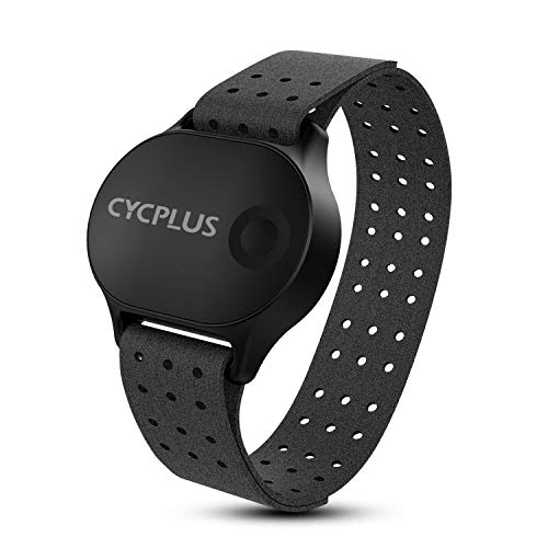 CYCPLUS Monitor de frecuencia cardíaca inalámbrico ANT+, Bluetooth, modelo sucesor, sensor de frecuencia cardíaca impermeable con correa para el brazo